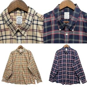 Brooks Brothers Mens Regent Fit Cotton Button Down Shirt Size XXL Lot Of 2 Plaid